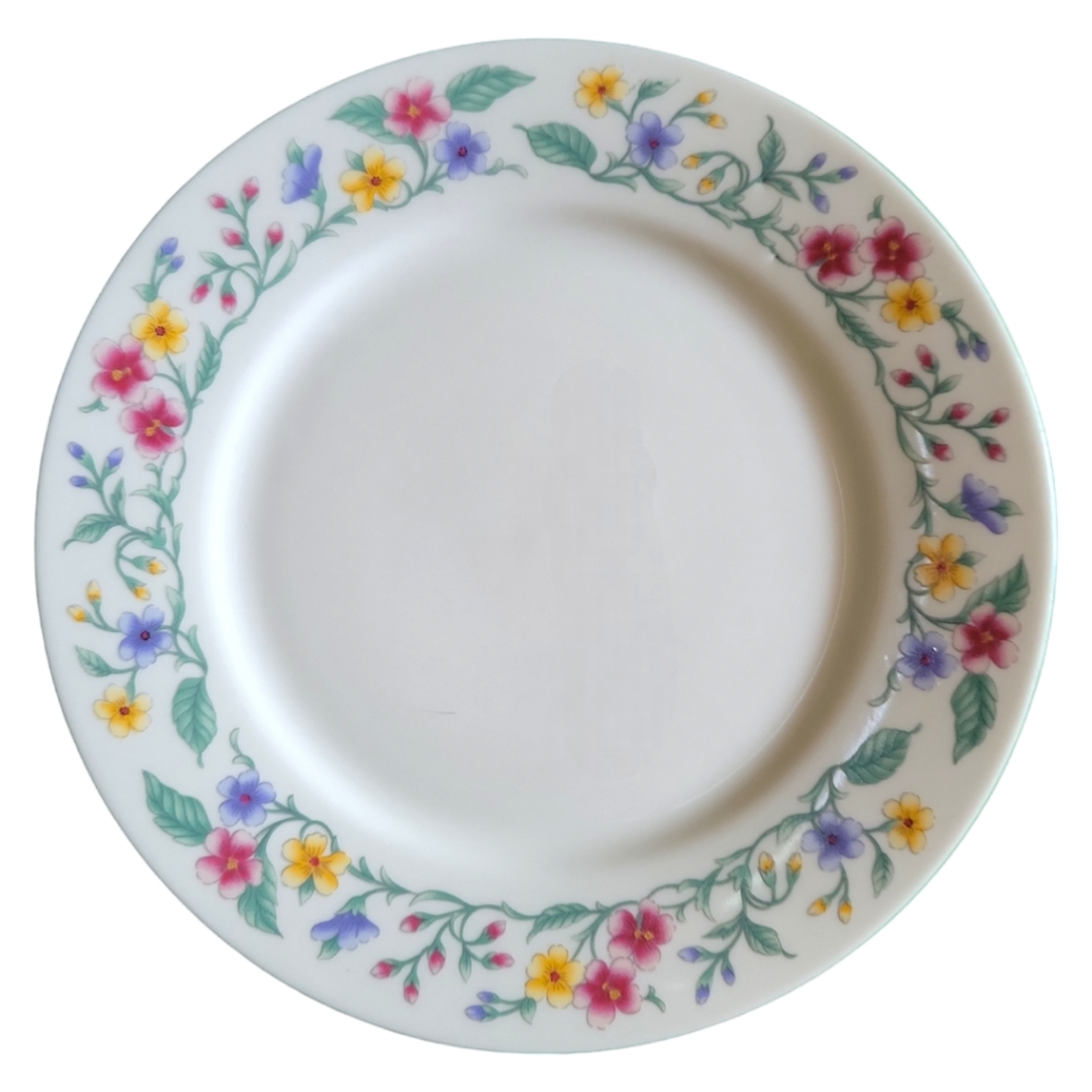 1 Vtg Dinner Plate Excel Caprice (Green Trim) Floral EXCEL China